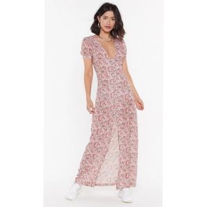 NWT Nasty Gal Earth Angel Pink Floral Maxi Dress
